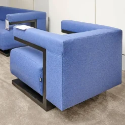 Tecta Loungesessel|Sessel Gropius F51 Stoff Dama 0077 Blau Gestell Esche Schwarz