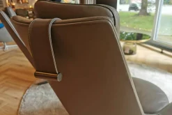 Flexform Relaxsessel|Sessel Guscioalto Leder de Luxe Grau Drehgestell Brüniert inkl. Nackenkissen