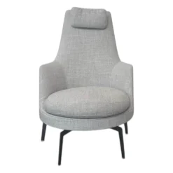 Flexform Relaxsessel|Sessel Guscioalto 015M41 Soft Stoff Top Topazio 990 Grau Gestell Metall Brüniert Inklusive Kissen