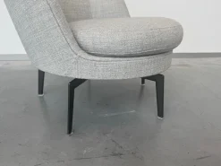 Flexform Relaxsessel|Sessel Guscioalto 015M41 Soft Stoff Top Topazio 990 Grau Gestell Metall Brüniert Inklusive Kissen