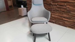 Vitra Relaxsessel|Sessel HAL Lounge Chair Stoff Credo SaltnPepper Grau mit Ottoman und Sitzkissen