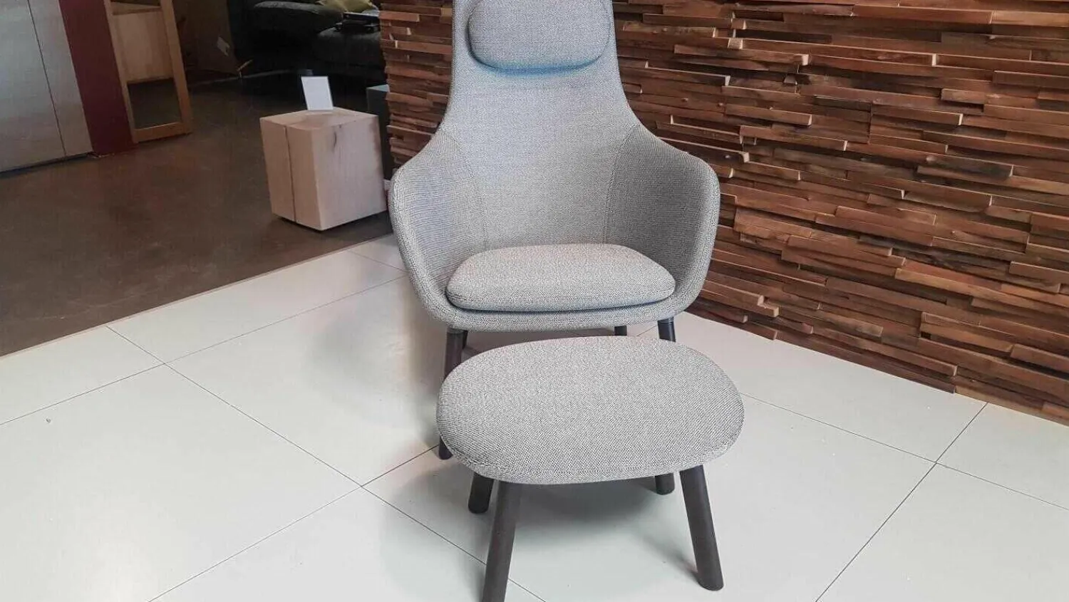 Vitra Relaxsessel|Sessel HAL Lounge Chair Stoff Credo SaltnPepper Grau mit Ottoman und Sitzkissen