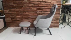 Vitra Relaxsessel|Sessel HAL Lounge Chair Stoff Credo SaltnPepper Grau mit Ottoman und Sitzkissen