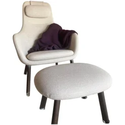 Vitra Relaxsessel|Sessel Hal Lounge Mit Ottoman Stoff Dumet 02 Beige Melange Füße Eiche Dunkel