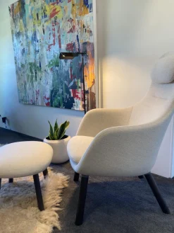 Vitra Relaxsessel|Sessel Hal Lounge Mit Ottoman Stoff Dumet 02 Beige Melange Füße Eiche Dunkel