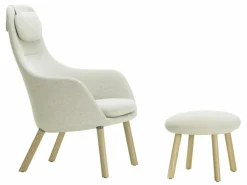 Vitra Loungesessel|Sessel HAL Lounge Stoff Dumet Ivory Melange Beige mit Ottoman