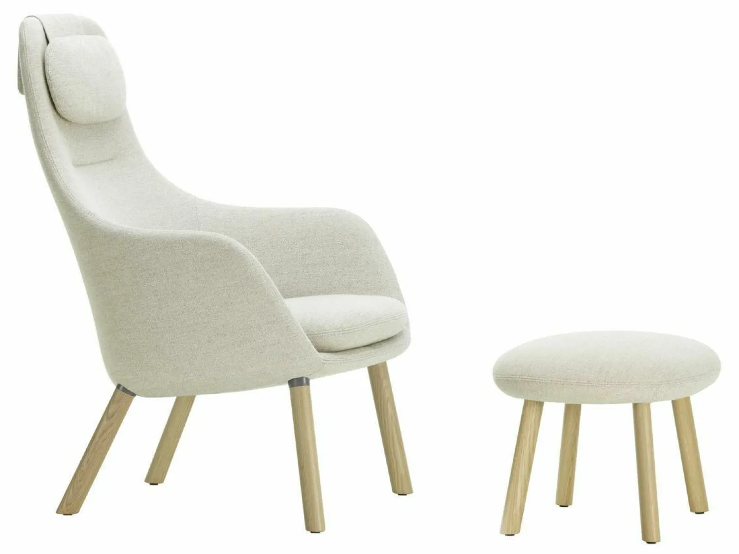 Vitra Loungesessel|Sessel HAL Lounge Stoff Dumet Ivory Melange Beige mit Ottoman