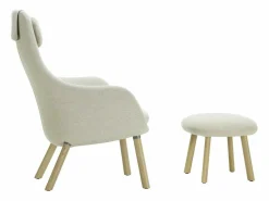 Vitra Loungesessel|Sessel HAL Lounge Stoff Dumet Ivory Melange Beige mit Ottoman