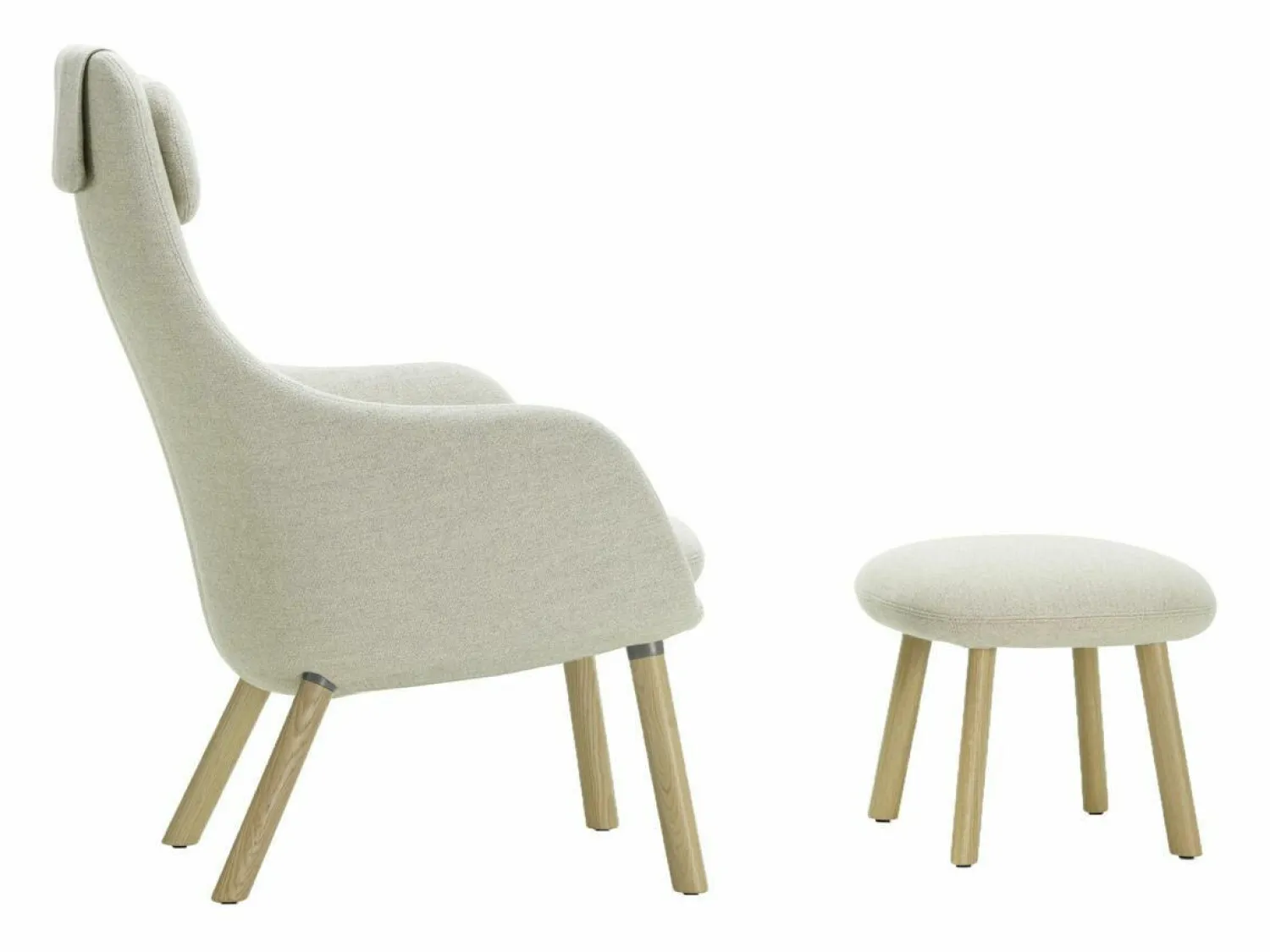 Vitra Loungesessel|Sessel HAL Lounge Stoff Dumet Ivory Melange Beige mit Ottoman