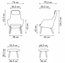 Vitra Loungesessel|Sessel HAL Lounge Stoff Dumet Ivory Melange Beige mit Ottoman