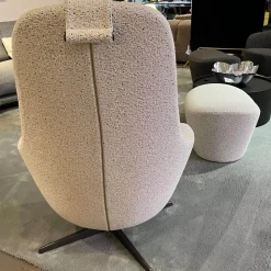 B&B Italia Loungesessel|Relaxsessel|Sessel Harbor Laidback Stoff Sambuco Weiß Gestell Schwarz Pulverbeschichtet Inklusive Hocker