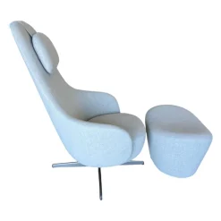 B&B Italia Relaxsessel|Sessel Harbor Laidback Stoff Lodi Salbeigrün Gestell Bronze mit Hocker