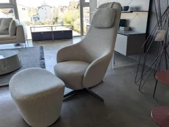 B&B Italia Relaxsessel|Sessel Harbor Laidback Stoff Lodi Salbeigrün Gestell Bronze mit Hocker