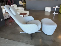 B&B Italia Relaxsessel|Sessel Harbor Laidback Stoff Lodi Salbeigrün Gestell Bronze mit Hocker