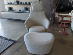 B&B Italia Relaxsessel|Sessel Harbor Laidback Stoff Lodi Salbeigrün Gestell Bronze mit Hocker