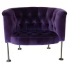 Walter Knoll Loungesessel|Sessel Hausmann Stoff Harald 2 Col 692 Aubergine Violett Rundstahlfüße Schwarz Chrom