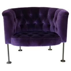 Walter Knoll Loungesessel|Sessel Hausmann Stoff Harald 2 Col 692 Aubergine Violett Rundstahlfüße Schwarz Chrom