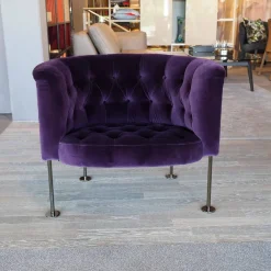 Walter Knoll Loungesessel|Sessel Hausmann Stoff Harald 2 Col 692 Aubergine Violett Rundstahlfüße Schwarz Chrom