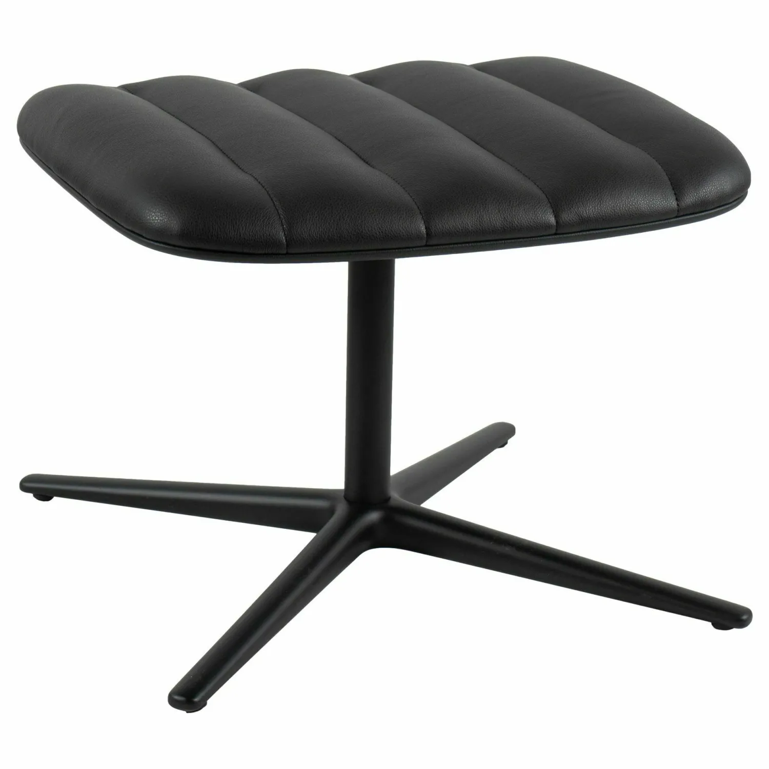 Walter Knoll Loungesessel|Relaxsessel|Sessel Healey Lounge Leder Congress Asphalt 252 Cat. 55 Grau Fußkreuz Schwarz mit Hocker