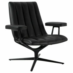 Walter Knoll Loungesessel|Relaxsessel|Sessel Healey Lounge Leder Congress Asphalt 252 Cat. 55 Grau Fußkreuz Schwarz mit Hocker