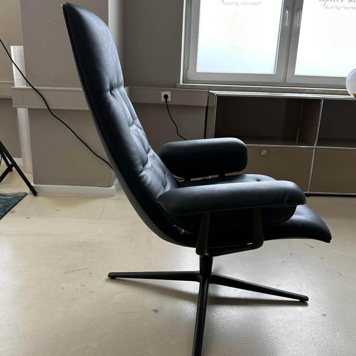Walter Knoll Relaxsessel|Sessel Healey Soft Bezug Leder Vintage Tourmaline Gestell Metall Bronziert