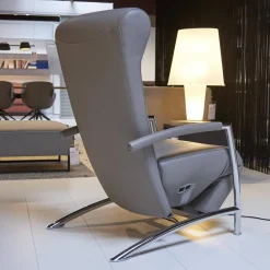 Leolux Fernsehsessel|Sessel Helical Leder Senso Grau Gestell Chrom