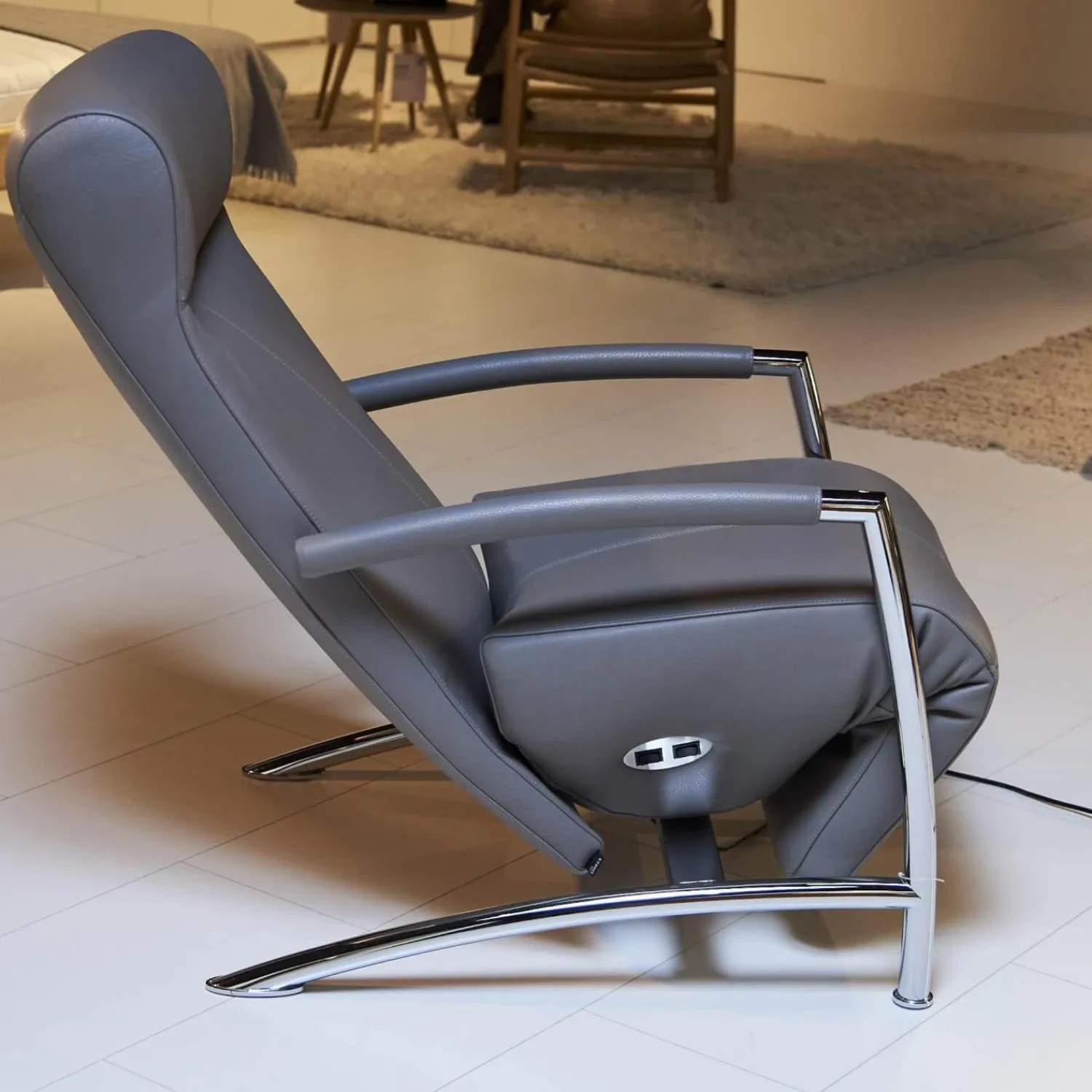 Leolux Fernsehsessel|Sessel Helical Leder Senso Grau Gestell Chrom