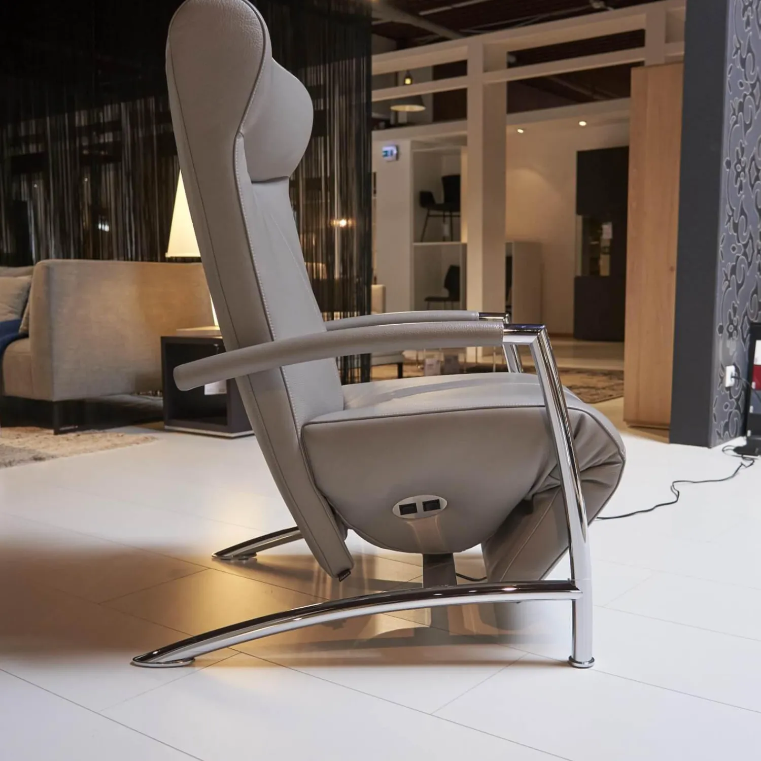 Leolux Fernsehsessel|Sessel Helical Leder Senso Grau Gestell Chrom