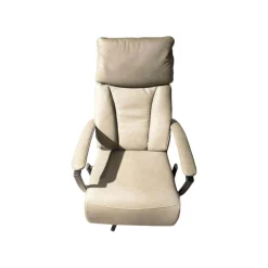 Hukla Relaxsessel|Sessel Henning Leder BelVita Olive 59 Beige Sternfuß Schwarz Inklusive Motorischer Verstellung