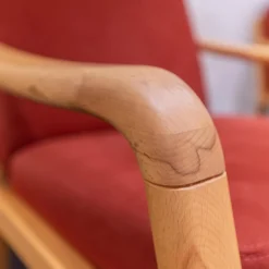 Dyrlund Relaxsessel|Sessel Hoch DY 1260H Stoff Comfort 0028 Rot Kernbuche Geölt