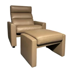 Erpo Relaxsessel|Sessel Hocker Soho Extra Hoch Leder 42 560 Fango Metallkufe Hochglanz Poliert Mit Aufstehhilfe Inklusive Hocker