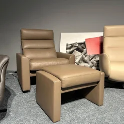 Erpo Relaxsessel|Sessel Hocker Soho Extra Hoch Leder 42 560 Fango Metallkufe Hochglanz Poliert Mit Aufstehhilfe Inklusive Hocker