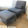 Ligne Roset Relaxsessel|Sessel Humphrey Stoff C 762 Blau Grau Gestell Braun mit Hocker