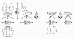 B&B Italia Relaxsessel|Sessel Husk Stoff Segeltuch Asolo Bastfarben Beige Schale Kunststoff Weiß Gestell Eiche Hell Gebürstet Mit Hocker