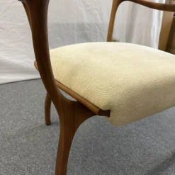 Cecotti Einzelstühle|Sessel Hypnos Sitzfläche Stoff Beige Creme Gestell Amerikanischer Nussbaum Massiv