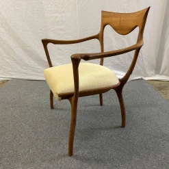 Cecotti Einzelstühle|Sessel Hypnos Sitzfläche Stoff Beige Creme Gestell Amerikanischer Nussbaum Massiv