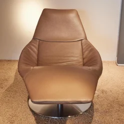 Jori Relaxsessel|Sessel Icarus Lounge S Leder Fuerte Topo Braun Fuß Rund Edelstahl Gebürstet