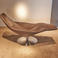 Jori Relaxsessel|Sessel Icarus Lounge S Leder Fuerte Topo Braun Fuß Rund Edelstahl Gebürstet