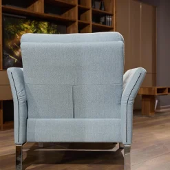 Erpo Relaxsessel|Sessel inkl. Hocker Modena 220 Bezug Stoff Prairie 2022 45 Hellblau Mit Biese Keder Leder Dunkelblau Inklusive Hocker Und Kissen