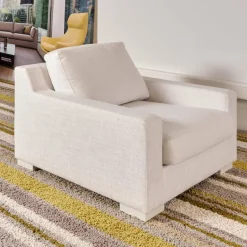 Bielefelder Werkstätten Loungesessel|Relaxsessel|Sessel Inspiration Stoff Joell 1742-171 Weiß Grau Mit Blockfüße