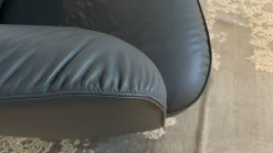 Walter Knoll Loungesessel|Sessel Ishino Leder Congress 1441 Basalt Schwarz Grau Sockel Schwarz Lackiert