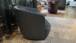 Walter Knoll Loungesessel|Sessel Ishino Leder Congress 1441 Basalt Schwarz Grau Sockel Schwarz Lackiert