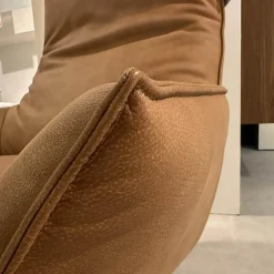 Koinor Relaxsessel|Sessel Isira Bezug Leder A-India Karme Beige Drehgestell Nickel Satiniert Inklusive Hocker