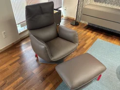 COR Relaxsessel|Sessel Jalis Lounge Leder 246 Schoko-Grau mit Hocker