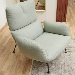 COR Loungesessel|Sessel Jalis Lounge Stoff 8305 Mintgrün Grün Grau Drahtgestell F01 Schwarzbraun Inklusive Hocker