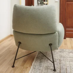 COR Loungesessel|Sessel Jalis Lounge Stoff 8305 Mintgrün Grün Grau Drahtgestell F01 Schwarzbraun Inklusive Hocker