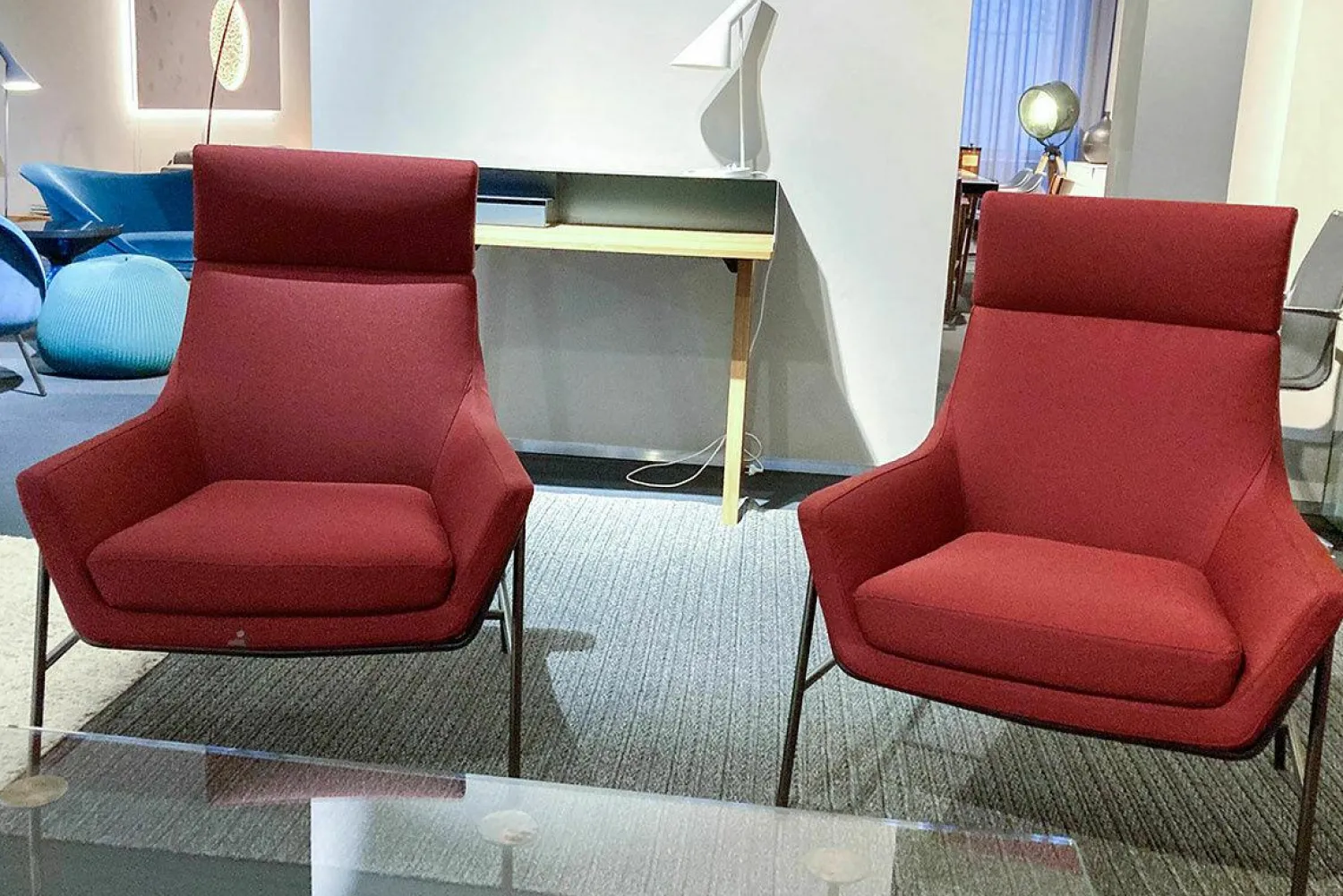 Marelli Relaxsessel|Sessel Joy Stoff Fidivi Mini 4003 Rot Gestell Metall Bronzefarbig Lackiert (2x verfügbar)