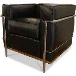Cassina Relaxsessel|Sessel LC2 Leder Scozia Gruppe 13X606 Grafite Schwarz Gestell Verchromt