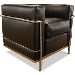 Cassina Relaxsessel|Sessel LC2 Leder Scozia Gruppe 13X606 Grafite Schwarz Gestell Verchromt