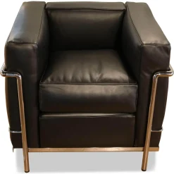 Cassina Relaxsessel|Sessel LC2 Leder Scozia Gruppe 13X606 Grafite Schwarz Gestell Verchromt